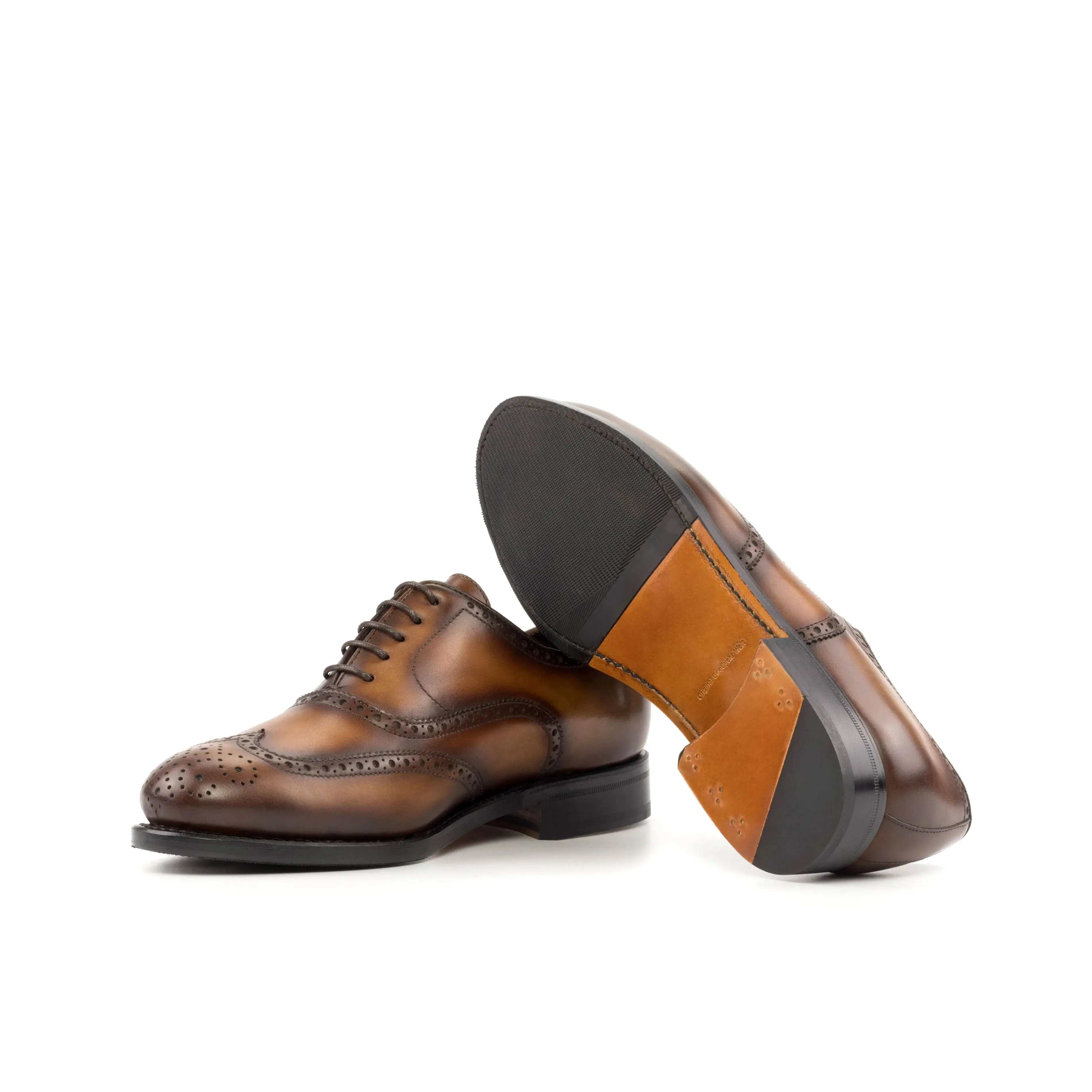 DapperFam Aeron in Med Brown Men's Italian Leather Full Brogue