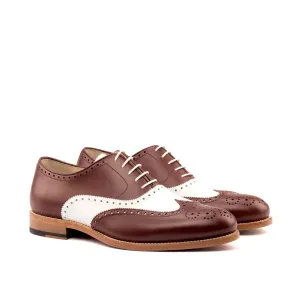 DapperFam Aeron in Med Brown / White Men's Italian Leather Full Brogue