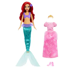 Disney Princess Ariel 2-in-1 Mermaid to Princess Doll with 2 Fashions and Accessories Inspired by the Disney Movies for Kids Ages 3 