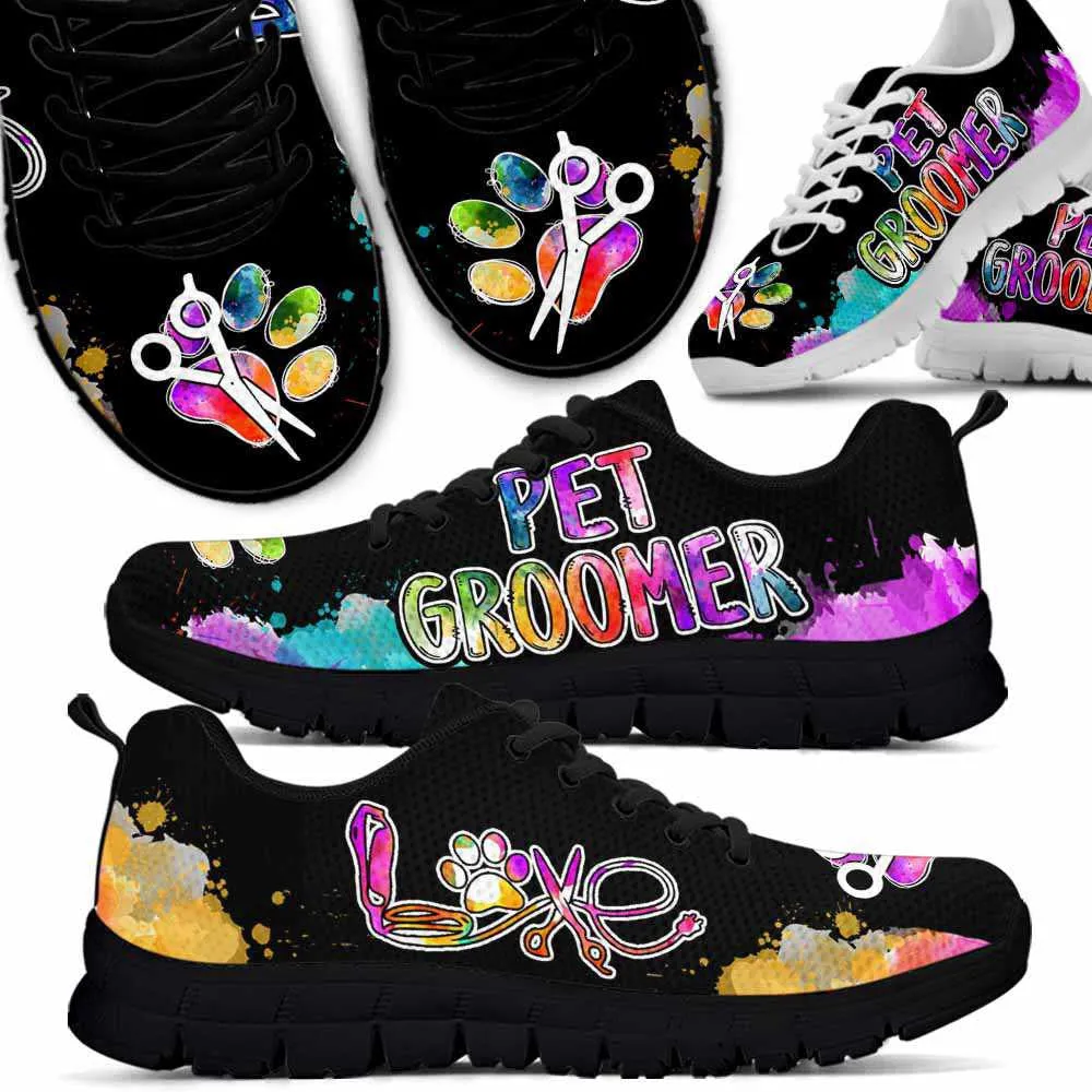 Dog Groomer Sneaker, Pet Groomer Colorful Watercolor Sneakers Shoes, Best Running Shoes, Unique Gifts For Dog Lovers