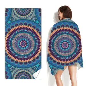 Double-Faced Velvet Quick-Drying Beach Towel Printed Microfiber Beach Swimming Towel, Size: 160 x 80cm(Classic Mandala)