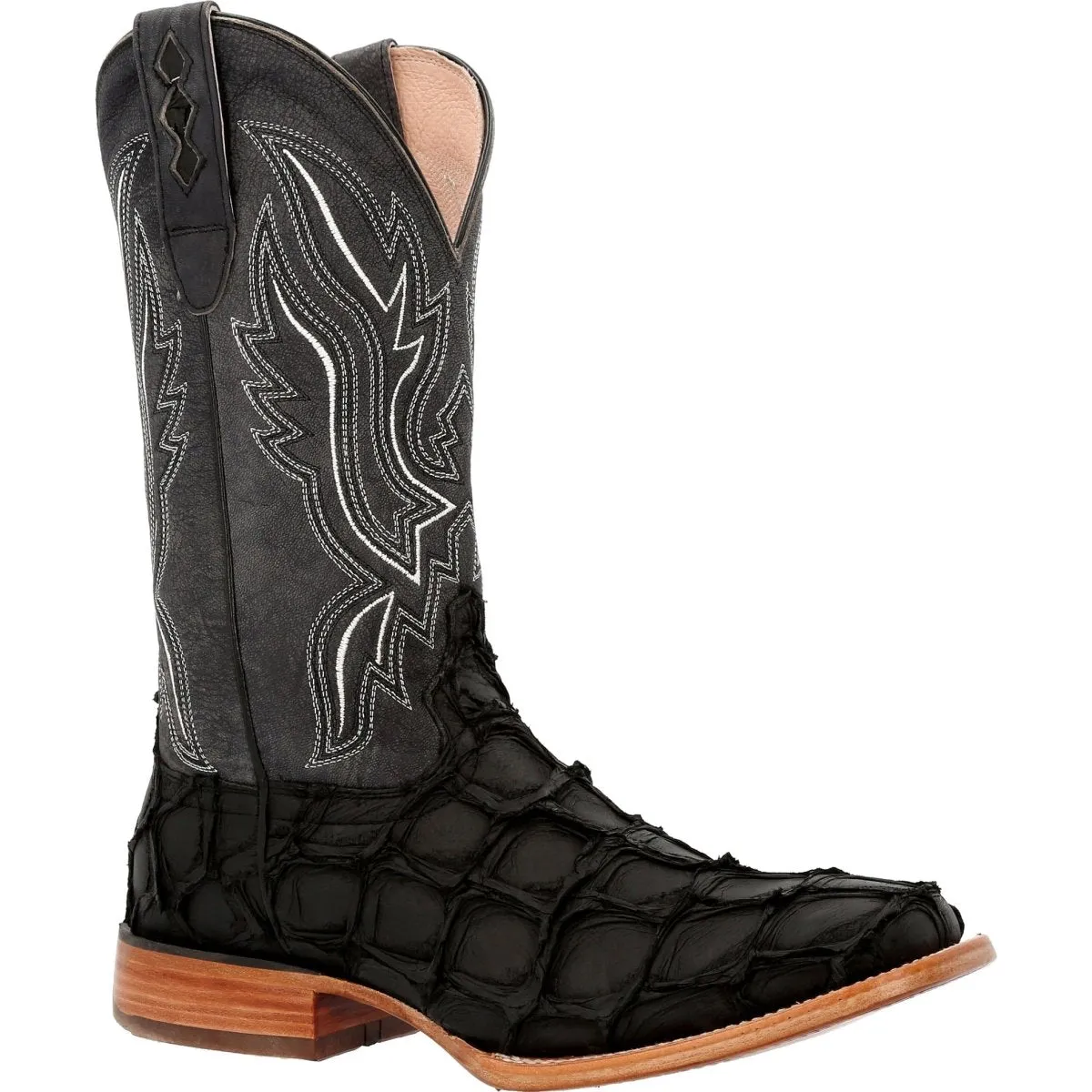 Durango Premium Exotics Men's Western Boots Ddb0381 In Matte Black Pirarucu