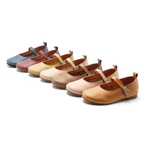 Dwarves Wax Leather Womens Michaela Mary Jane Flats in 7 Colors