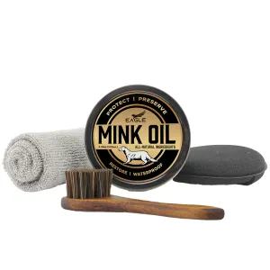 Eagle 4 Piece Mink Oil for Leather Boots Leather Conditioner & Cleaner 3.52oz - Waterproof, Soften, Clean, & Restore Boots, Shoes, Jackets, Bags, Accessories- Includes Cloth & Applicator