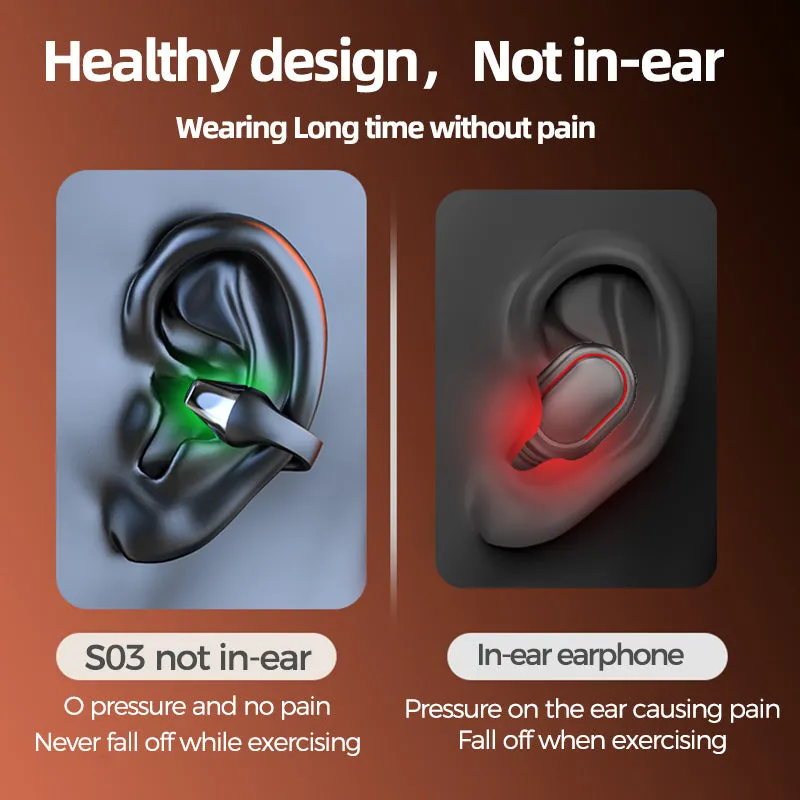 Ear Clip Bone Conduction Headphone Bluetooth 5.2 HIFI Wireless Earphone Touch Handsfree Sports Noise Cancelling Headset With Mic | Brodtica.com