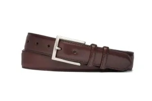 Extra-Long Horween Shell Cordovan Belt with Brushed Nickel Buckle