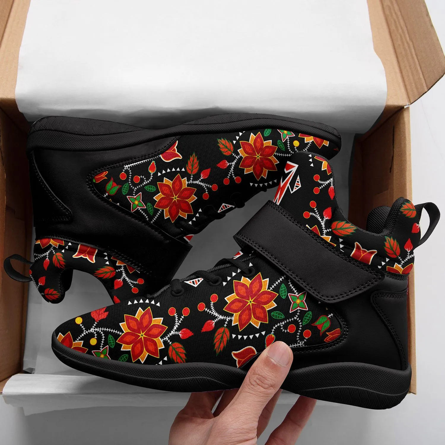 Floral Beadwork Six Bands Ipottaa Basketball / Sport High Top Shoes