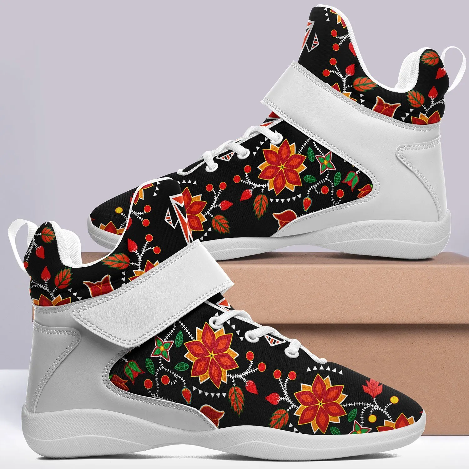 Floral Beadwork Six Bands Ipottaa Basketball / Sport High Top Shoes