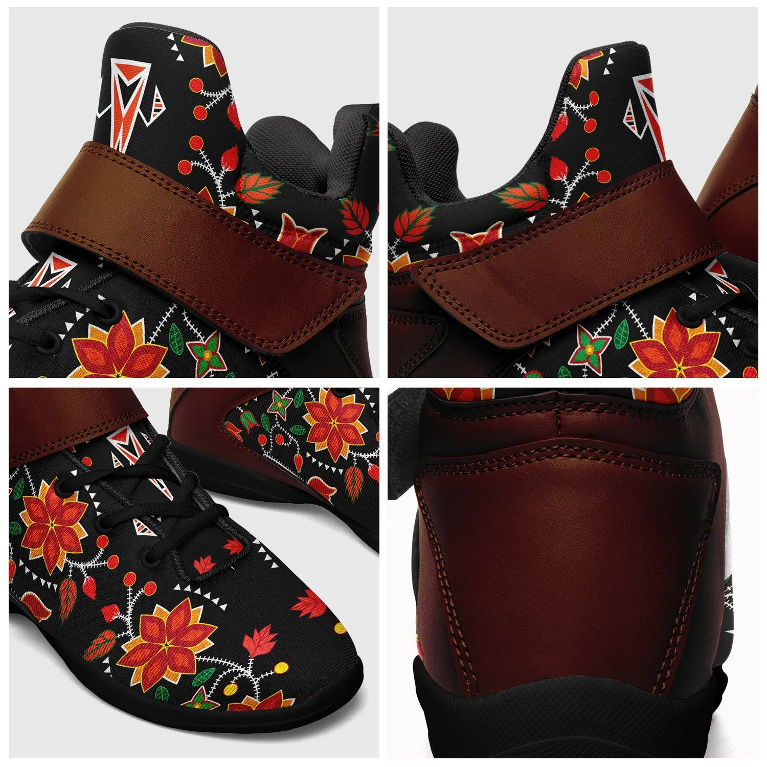 Floral Beadwork Six Bands Ipottaa Basketball / Sport High Top Shoes