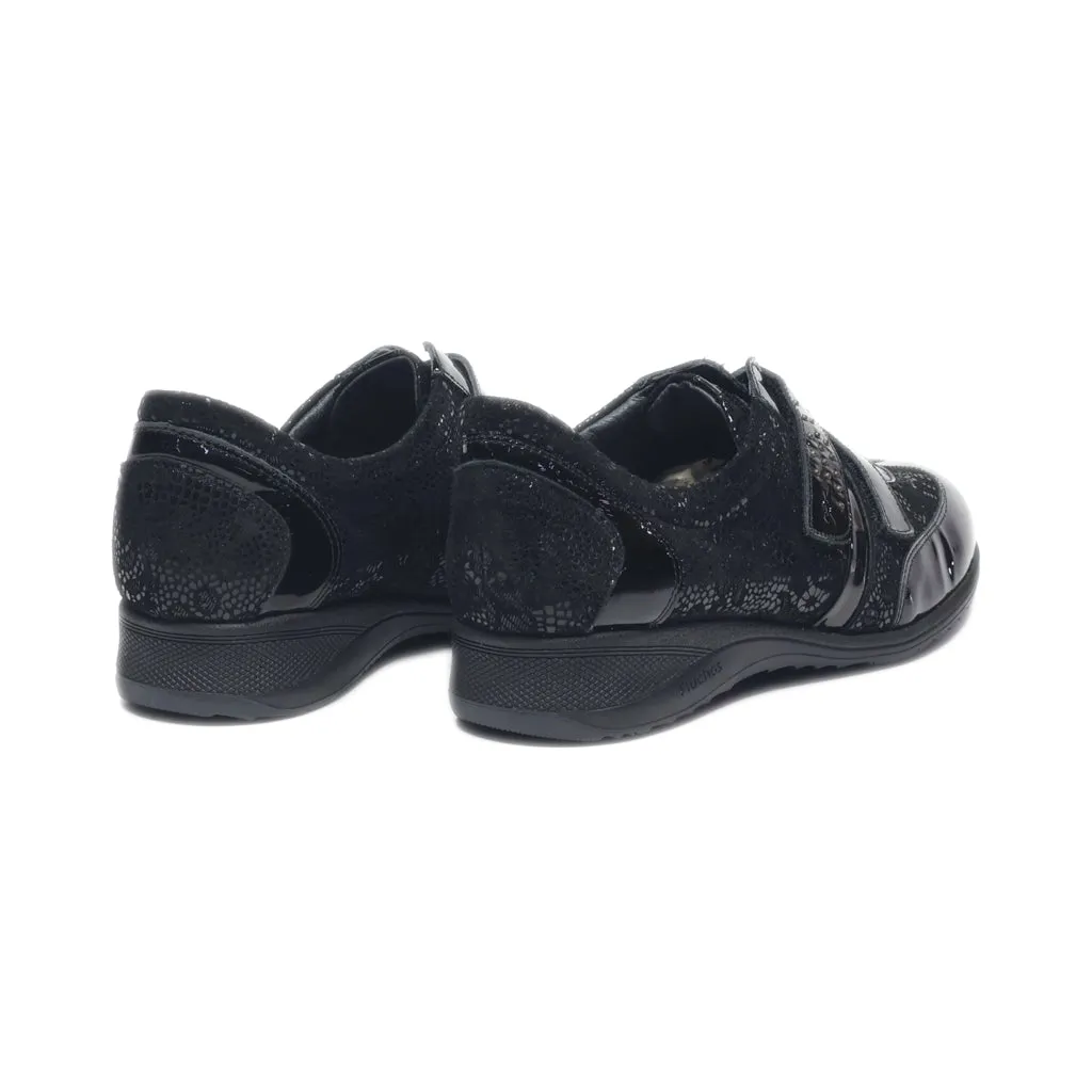 Fluchos Slip Ons Leather Black Colour For Women