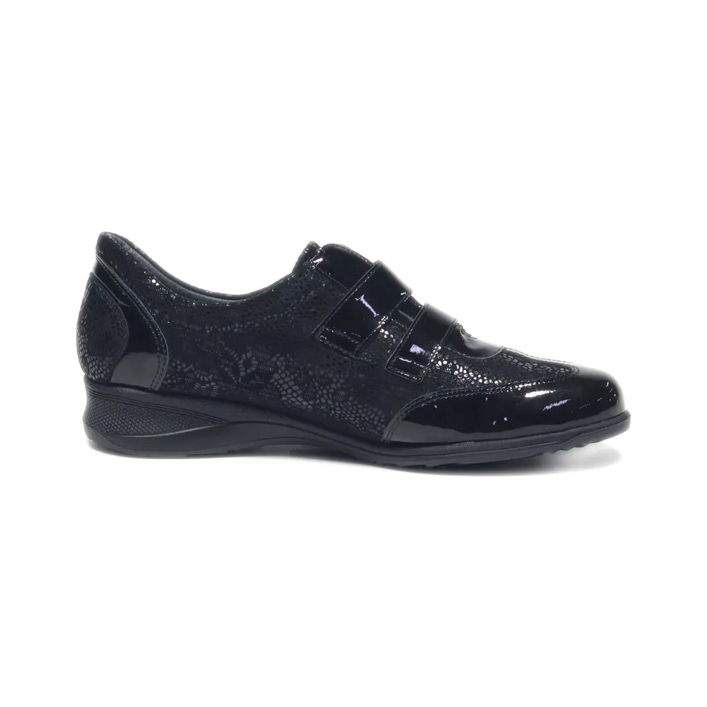 Fluchos Slip Ons Leather Black Colour For Women