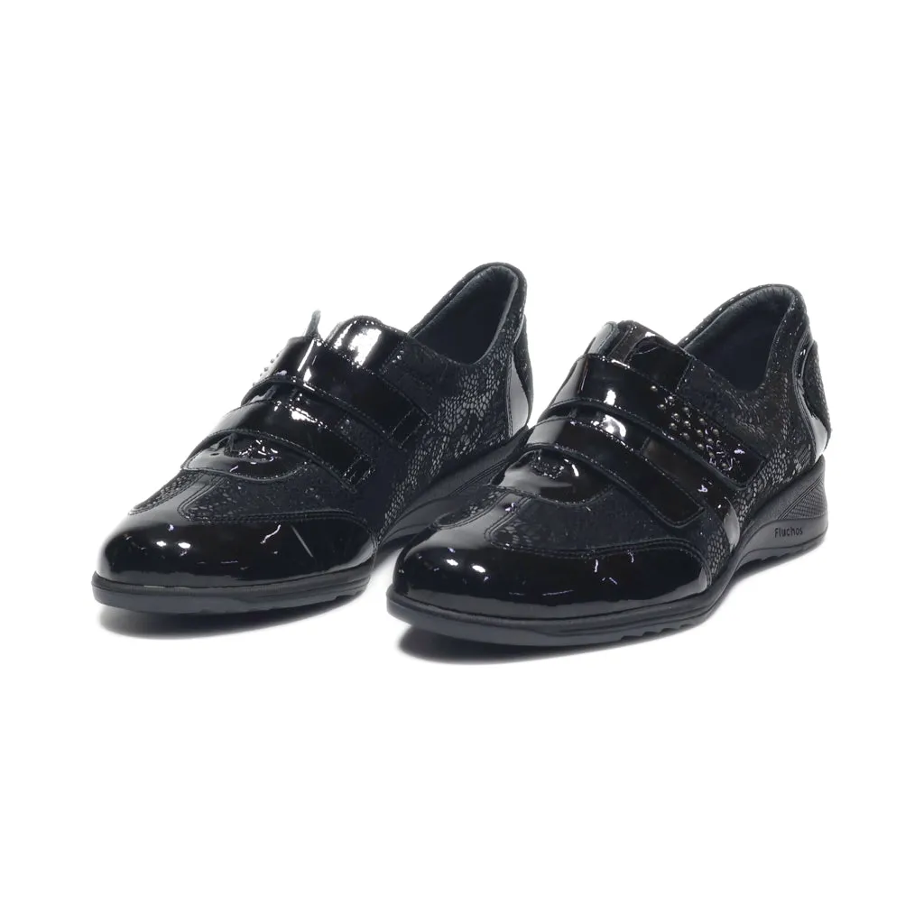 Fluchos Slip Ons Leather Black Colour For Women