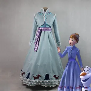 Frozen Princess Anna Costume Fur Trim Dress