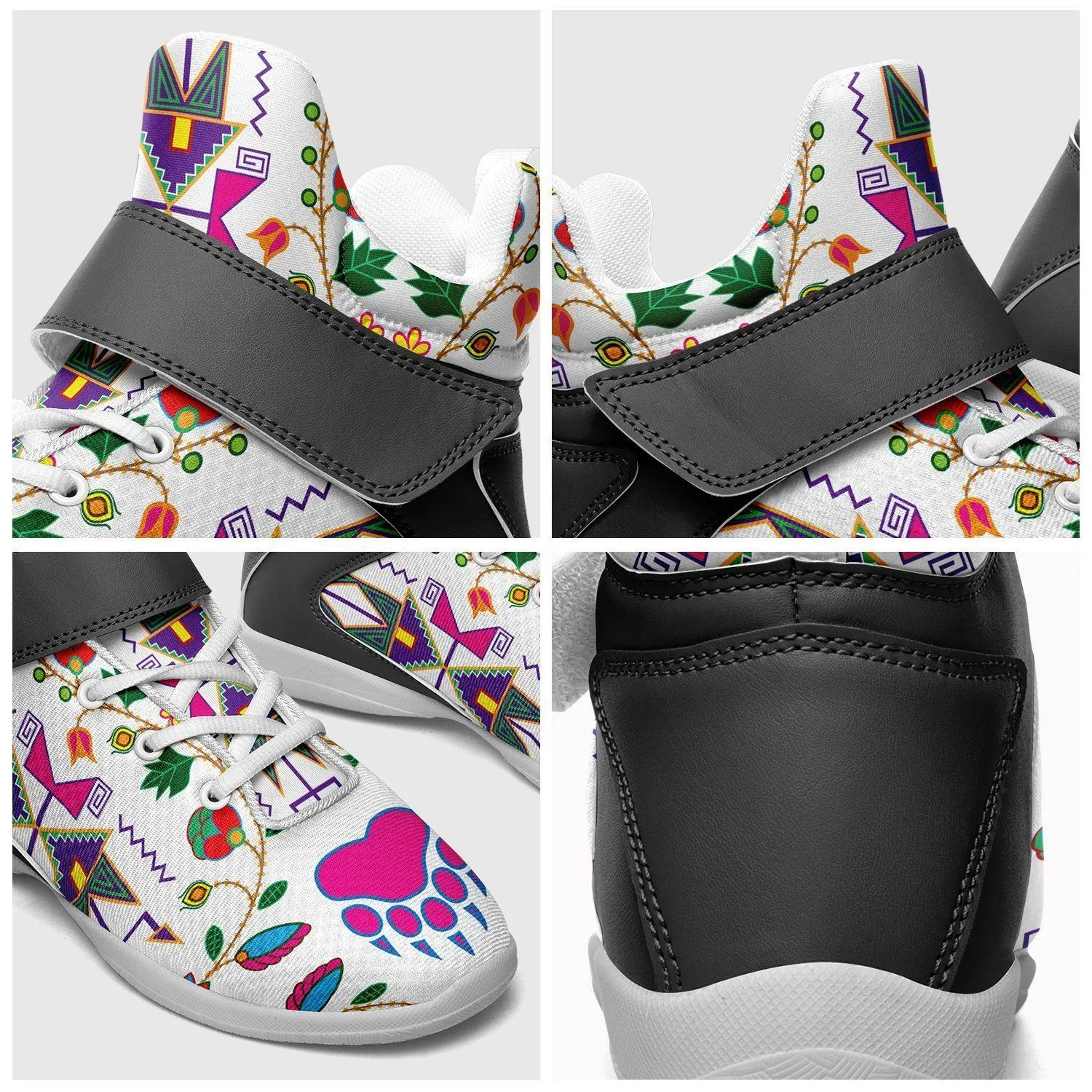 Geometric Floral Fall White Ipottaa Basketball / Sport High Top Shoes - White Sole