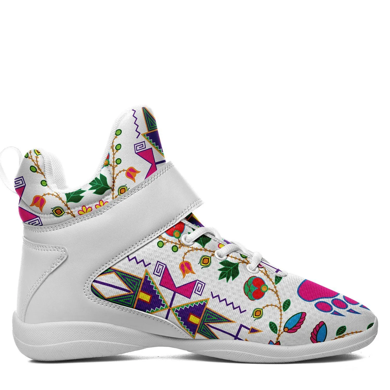 Geometric Floral Fall White Ipottaa Basketball / Sport High Top Shoes - White Sole