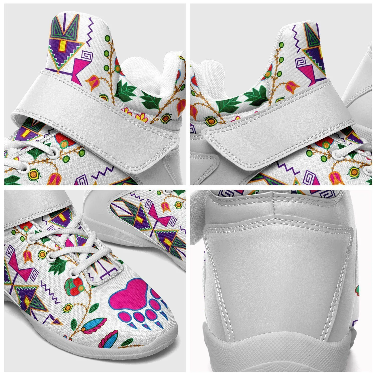 Geometric Floral Fall White Ipottaa Basketball / Sport High Top Shoes - White Sole