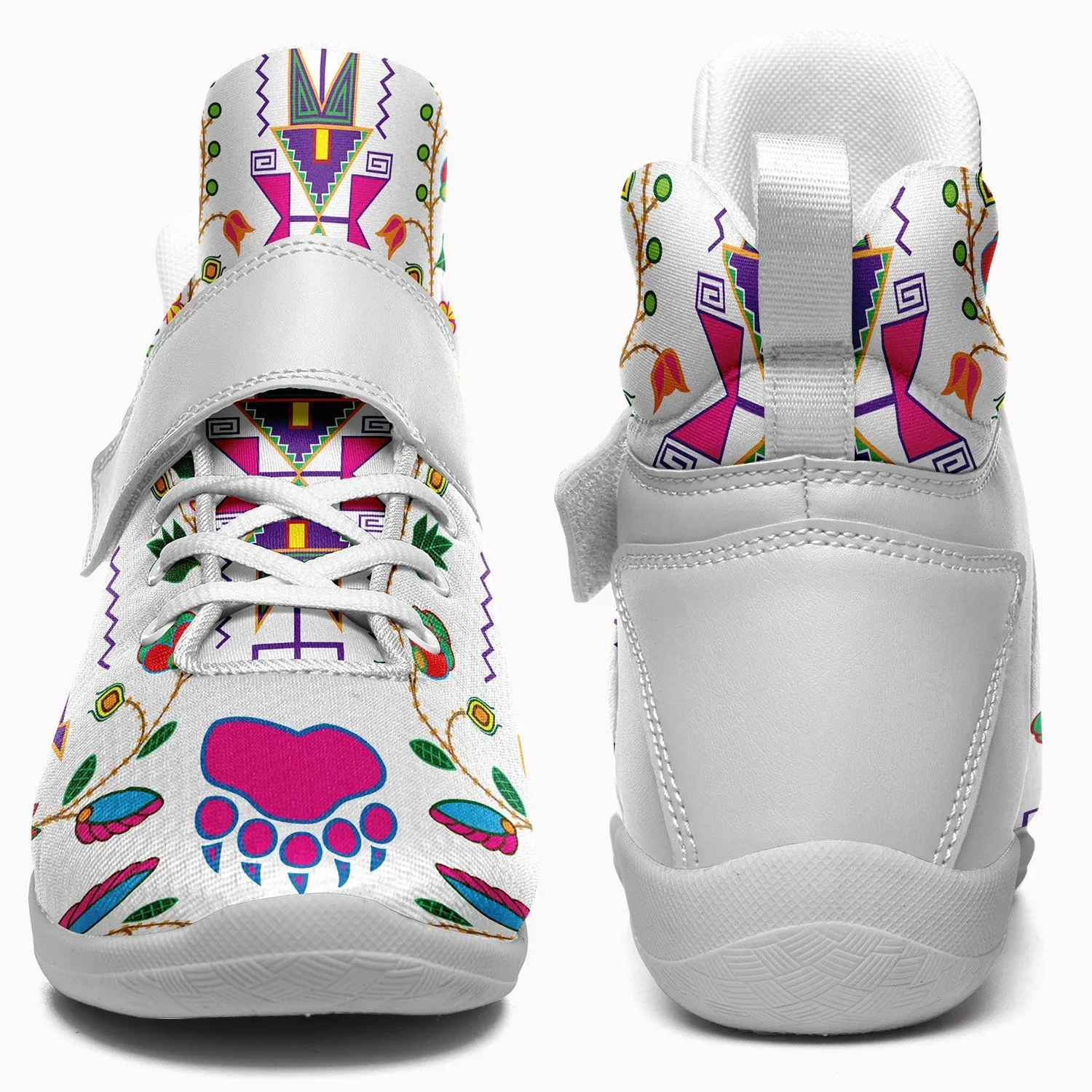 Geometric Floral Fall White Ipottaa Basketball / Sport High Top Shoes - White Sole