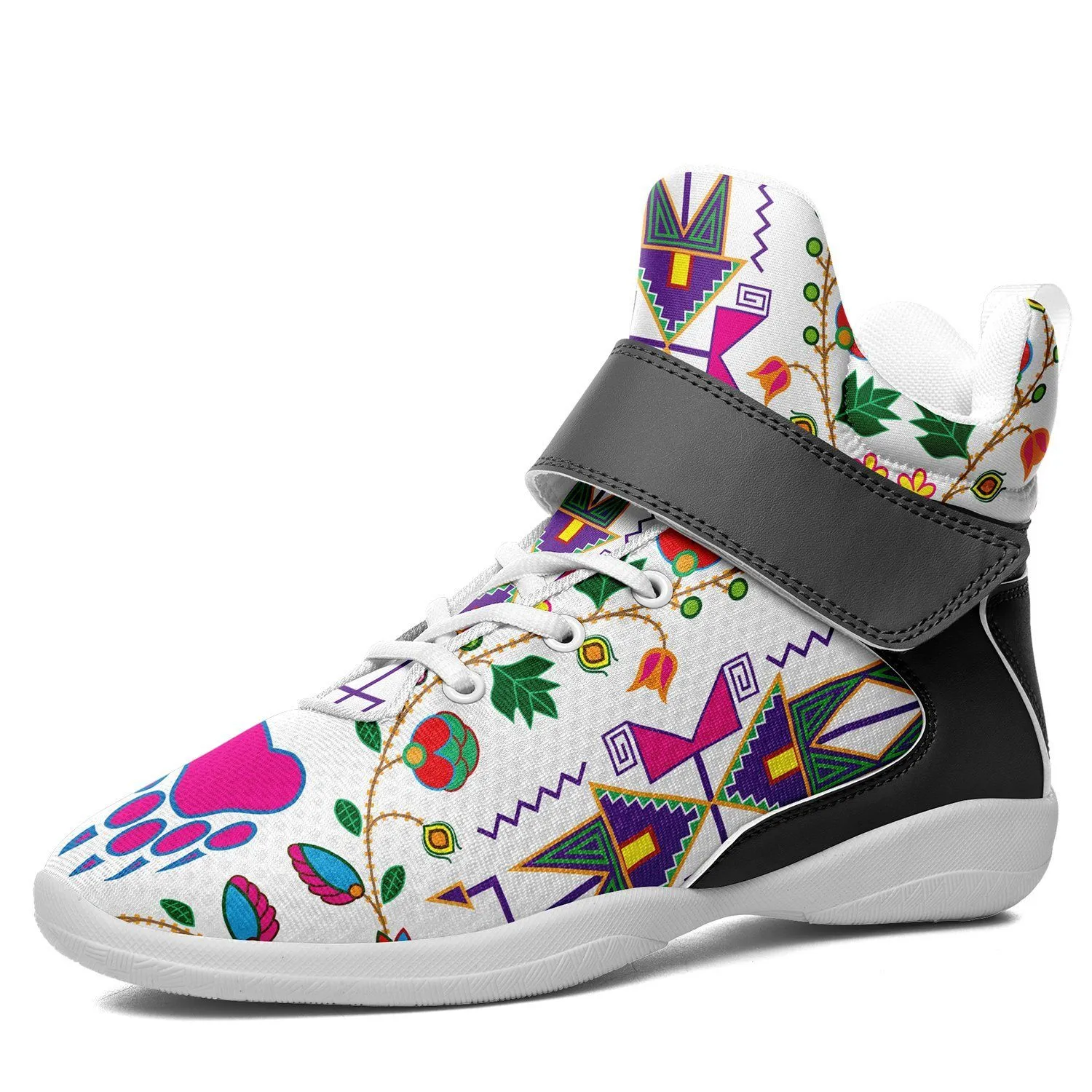 Geometric Floral Fall White Ipottaa Basketball / Sport High Top Shoes - White Sole