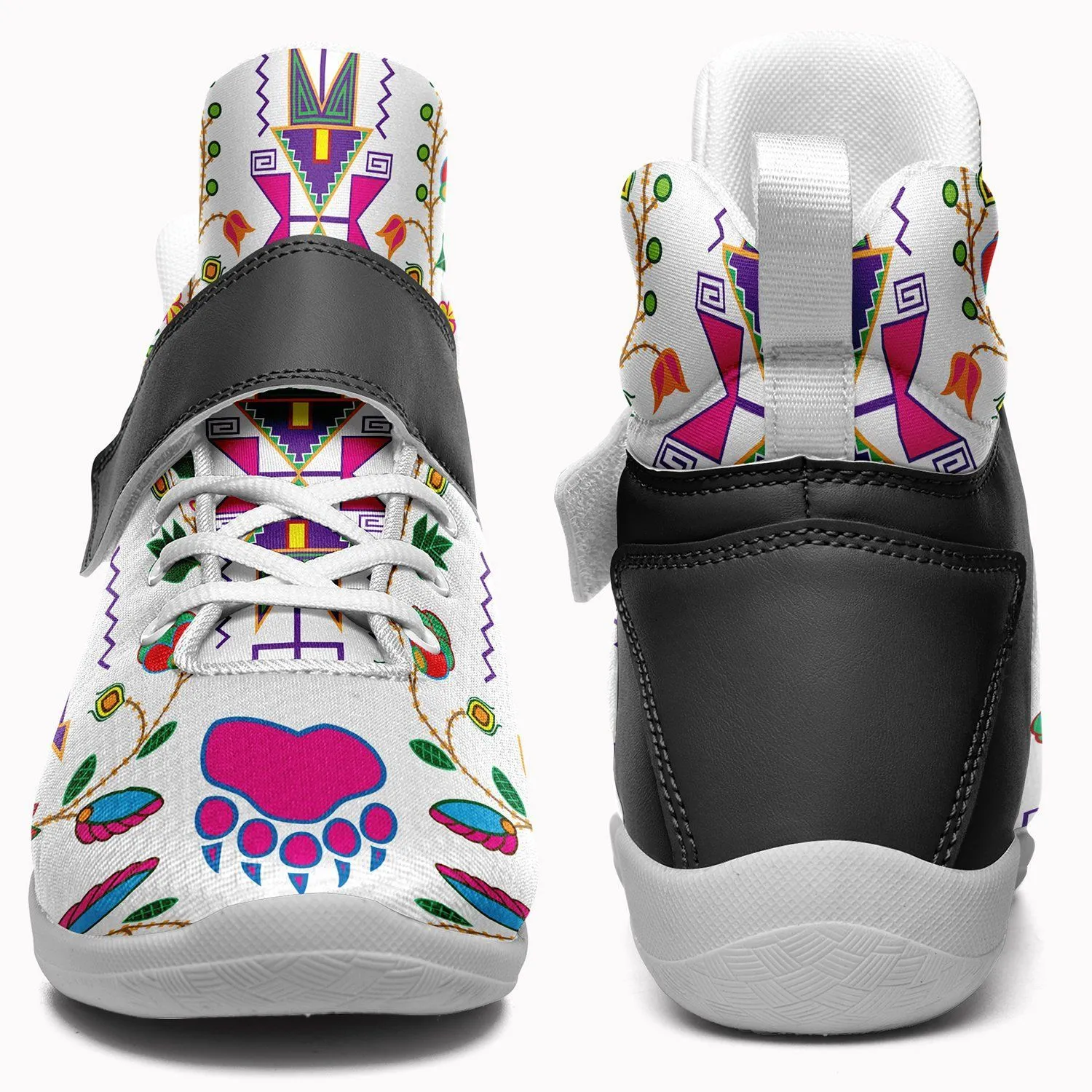 Geometric Floral Fall White Ipottaa Basketball / Sport High Top Shoes - White Sole