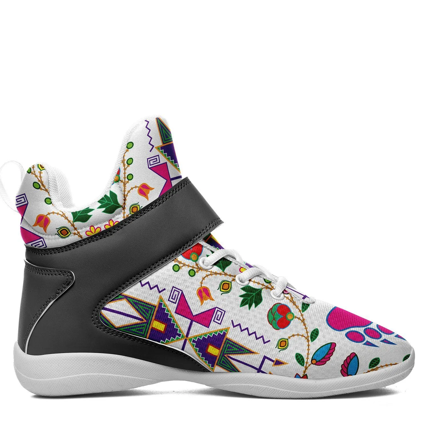 Geometric Floral Fall White Ipottaa Basketball / Sport High Top Shoes - White Sole