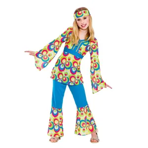 Girls Retro Hippie Girl Fancy Dress Halloween Costume