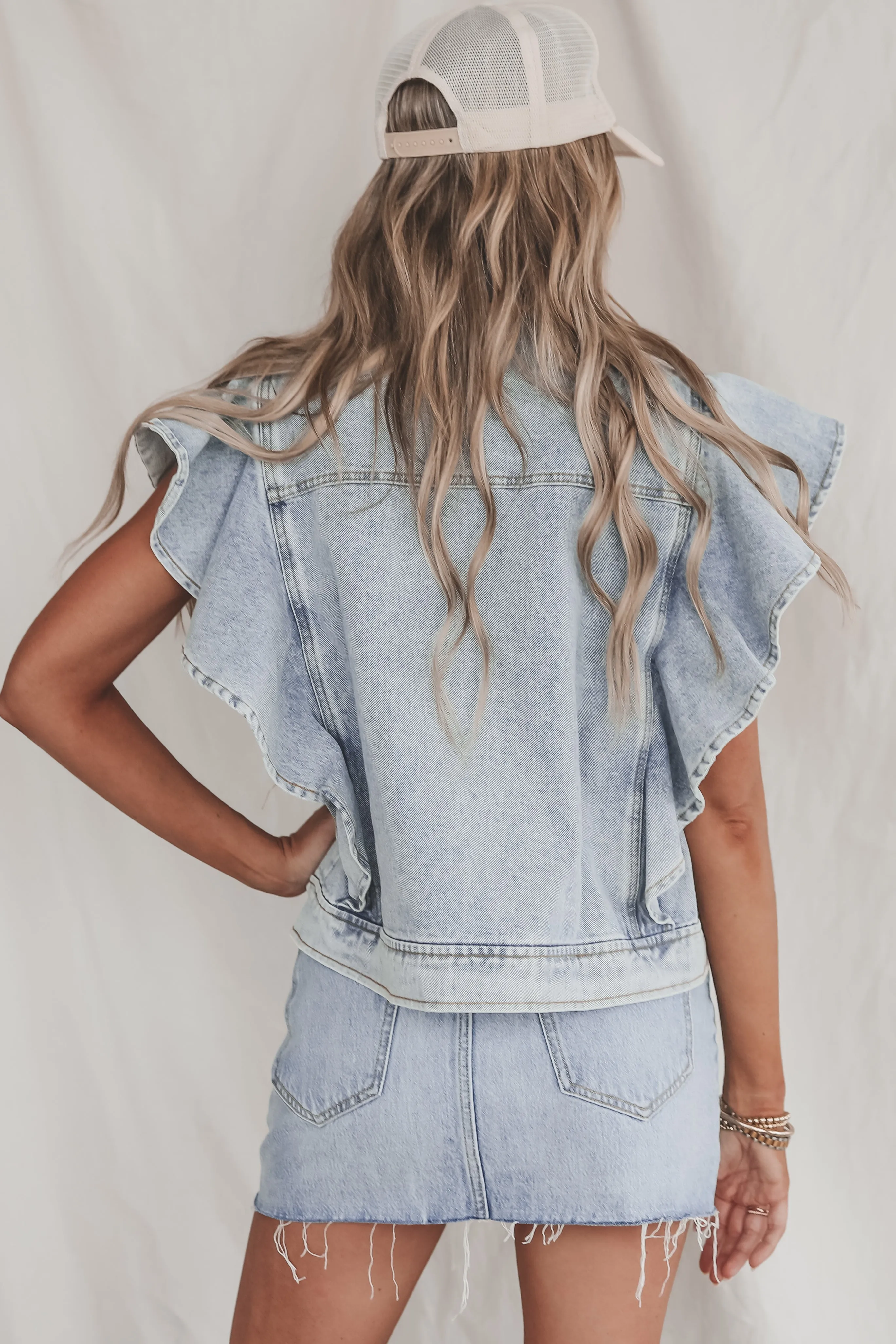 Girls Rule Denim Button Up Top