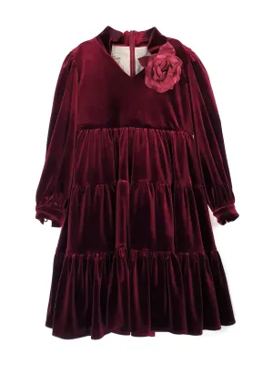 Girl's velvet dress - GENEVIEVE Bordeaux