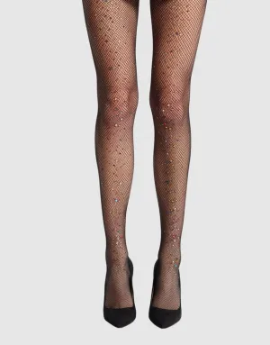 Glitter Fishnet Tights - Black