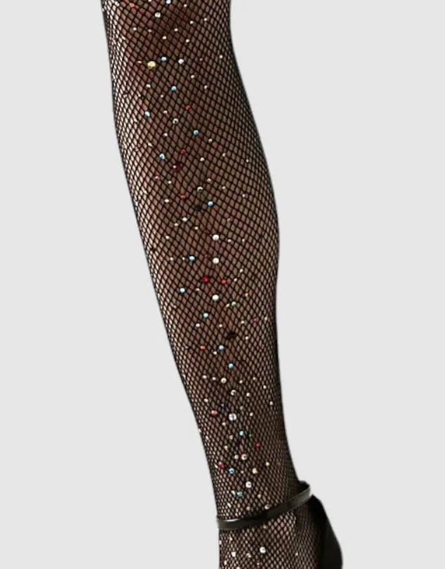 Glitter Fishnet Tights - Black