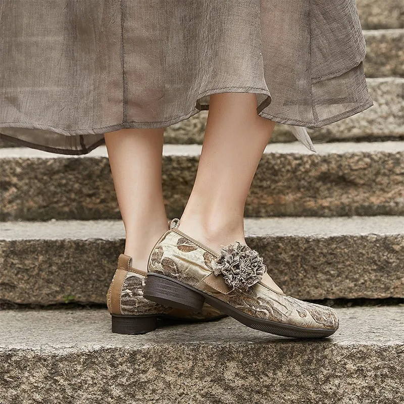 Handmade Leather Mary Jane Shoes Ballet Flats in Pink/Camel/Black