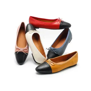 Handmade Sheepskin Flats For Women Color Blocking in 10 Colors