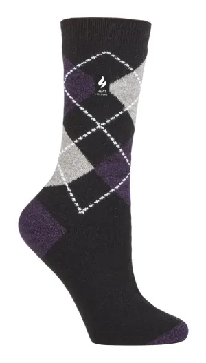 Heat Holders - Ladies Ultra Lite Socks (Black / Purple (Valletta))