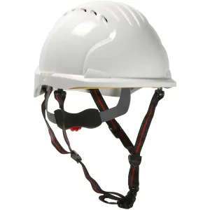 JSP 280-EV6151SV-CH-10 Vented, Short Brim Safety Helmet with HDPE Shell, 4-Point Chinstrap, 6-Point Suspension and Wheel Ratchet Adjustment