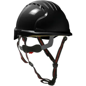 JSP 280-EV6151SV-CH-11 Vented, Short Brim Safety Helmet with HDPE Shell, 4-Point Chinstrap, 6-Point Suspension and Wheel Ratchet Adjustment