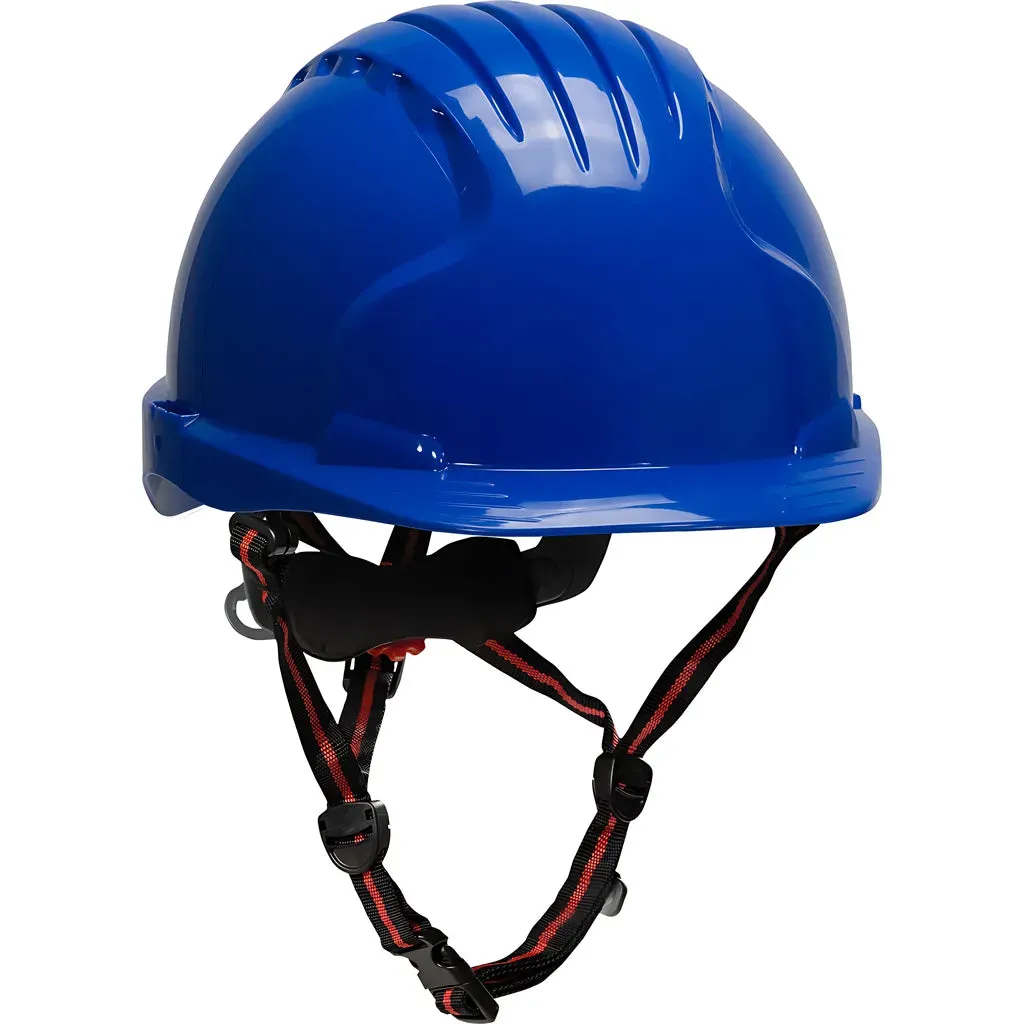 JSP 280-EV6151SV-CH-50 Vented, Short Brim Safety Helmet with HDPE Shell, 4-Point Chinstrap, 6-Point Suspension and Wheel Ratchet Adjustment