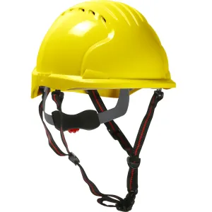 JSP 280-EV6151V-CH-20 Vented, Cap Style Safety Helmet with HDPE Shell, 4-Point Chinstrap, 6-Point Suspension and Wheel Ratchet Adjustment