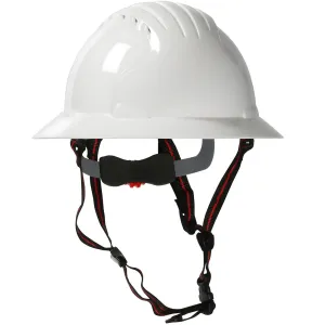 JSP 280-EV6161V-CH-10 Vented, Full Brim Safety Helmet with HDPE Shell, 4-Point Chinstrap, 6-Point Suspension and Wheel Ratchet Adjustment