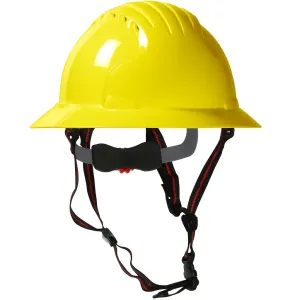 JSP 280-EV6161V-CH-20 Vented, Full Brim Safety Helmet with HDPE Shell, 4-Point Chinstrap, 6-Point Suspension and Wheel Ratchet Adjustment