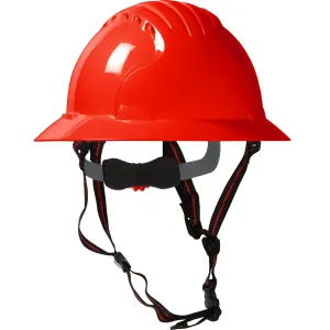 JSP 280-EV6161V-CH-60 Vented, Full Brim Safety Helmet with HDPE Shell, 4-Point Chinstrap, 6-Point Suspension and Wheel Ratchet Adjustment