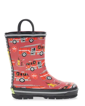 Kids Fire Truck Rescue Rain Boot - Red