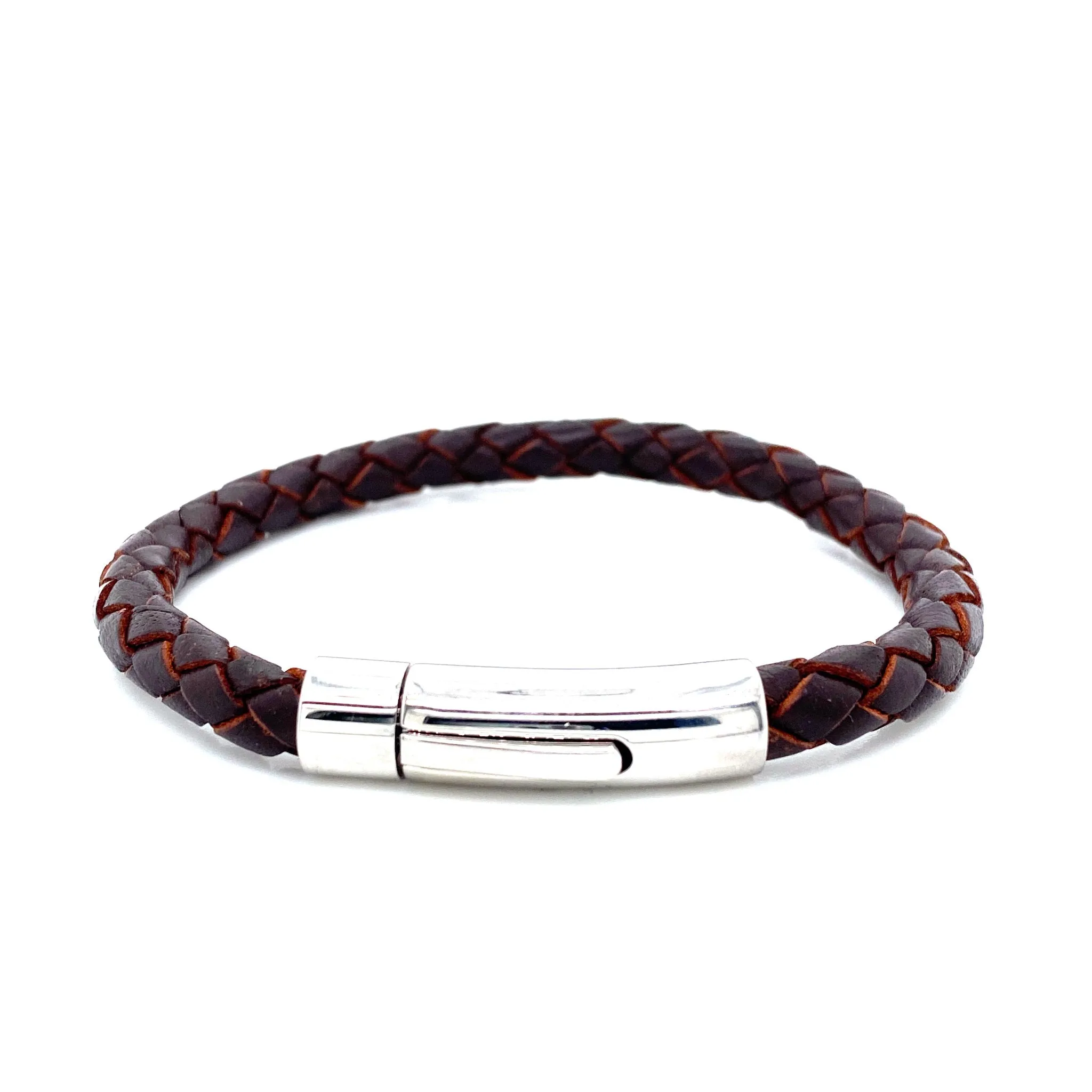 Leather Bracelet with Circular Button Clasp