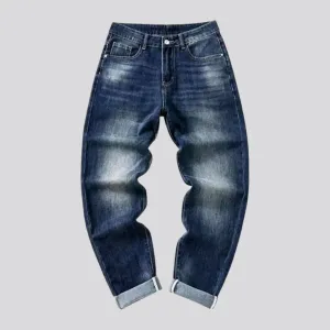 Loose-fit stretchable mid-waist men's jeans