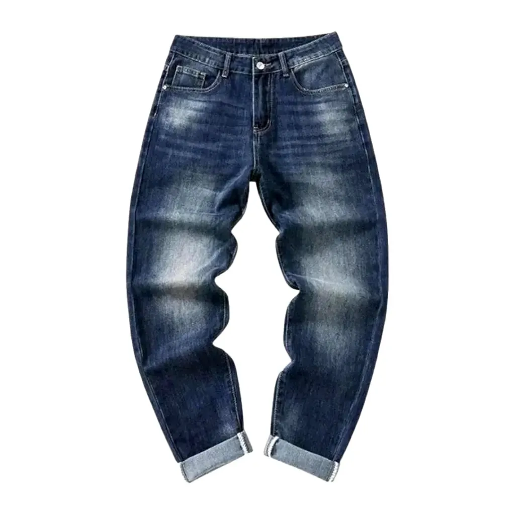 Loose-fit stretchable mid-waist men's jeans