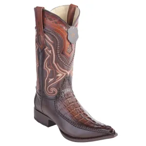 Los Altos Boots Caiman Tail 3x Toe Stitched Boots - Faded Brown