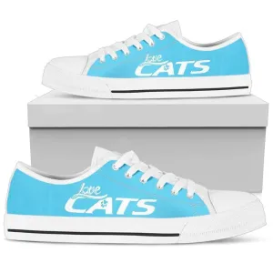 Love Cats Blue Women'S Low Top Shoe Stylish And Trendy Footwear, Cat Canvas Shoes