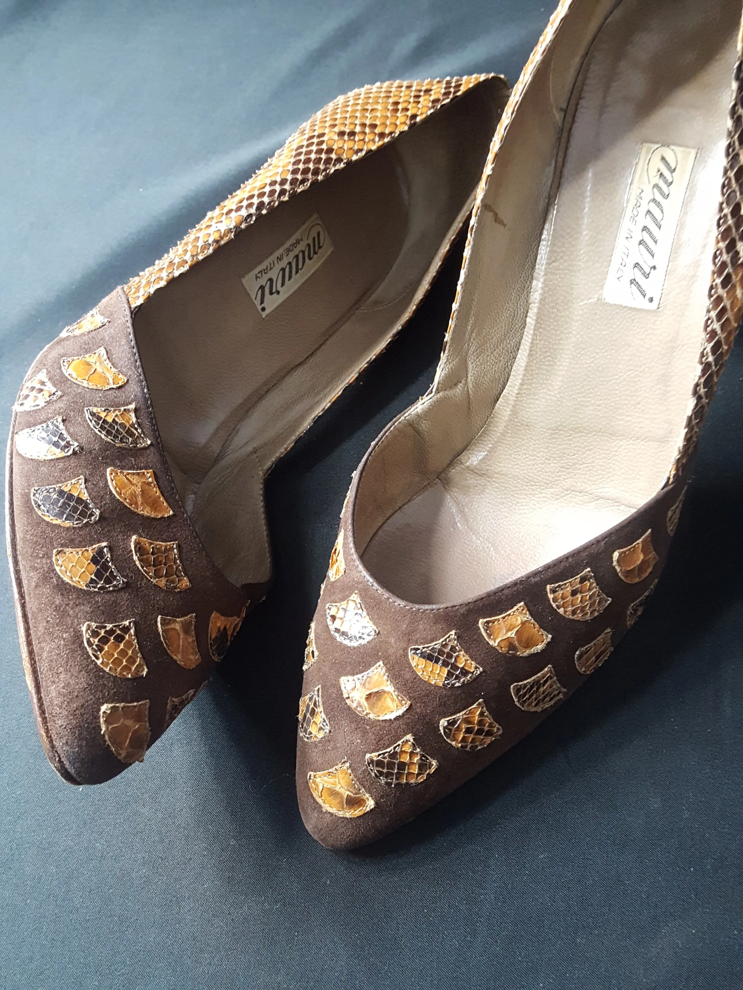 Mauri Suede and Lizard Pumps size 40