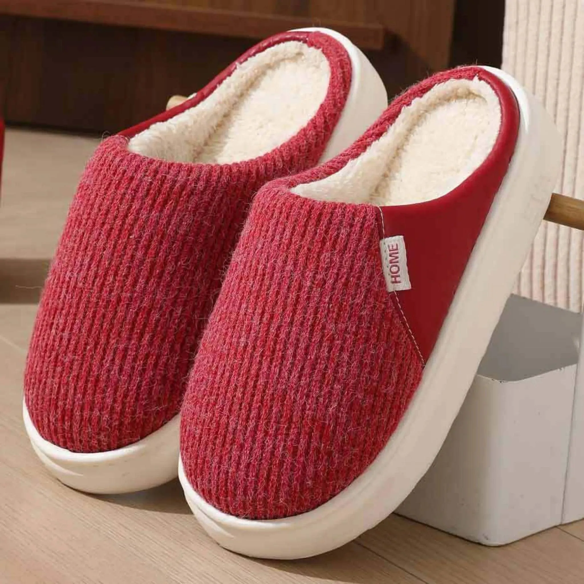 Men & Women Winter Plush Home Slippers – Warm, Non-slip, Thick Bottom