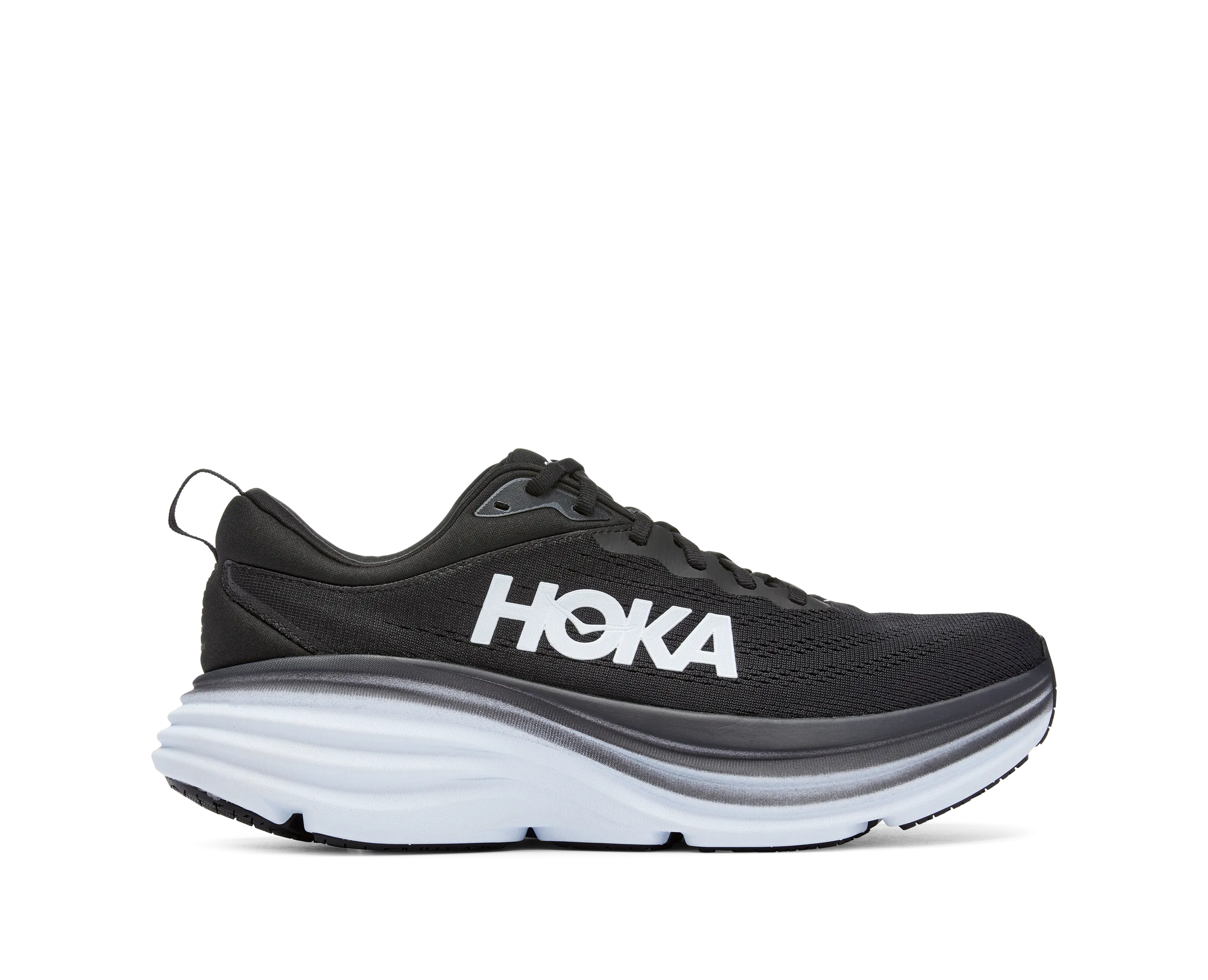 Men's Hoka Bondi 8 Color: Black / White (WIDE WIDTH)