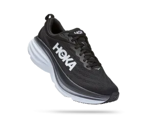 Men's Hoka Bondi 8 Color: Black / White (WIDE WIDTH)