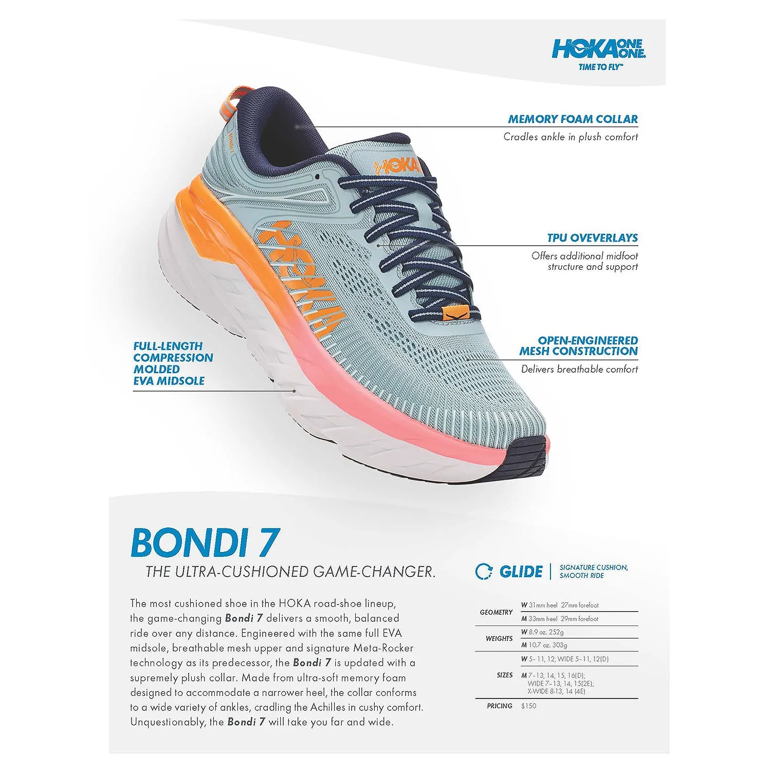 Men's Hoka One One Bondi 7 Wild Dove/Dark Shadow Mesh